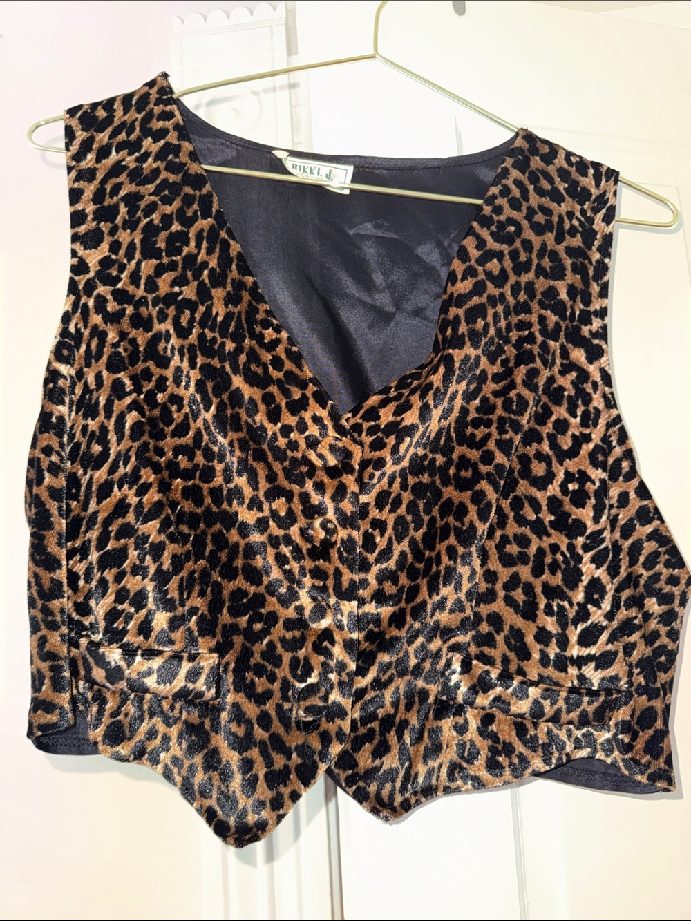 Leopard Print Velvet Vest - Brown/Black
